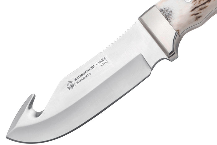 Couteau Puma IP Schwarzwild 338212 lame guthook 12cm manche bois de cerf + étui en cuir