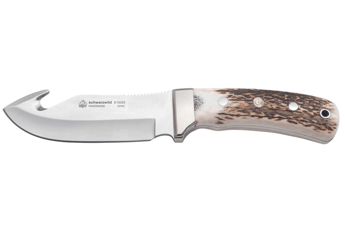 Couteau Puma IP Schwarzwild 338212 lame guthook 12cm manche bois de cerf + étui en cuir