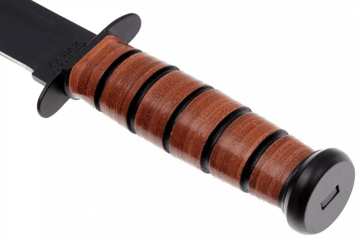 Couteau KA-BAR USMC Fighter 1217 lame carbone 17,8cm manche cuir + étui en cuir