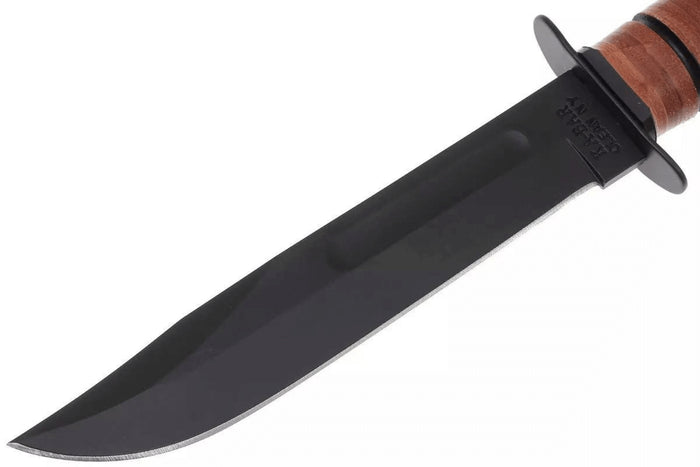 Couteau KA-BAR USMC Fighter 1217 lame carbone 17,8cm manche cuir + étui en cuir
