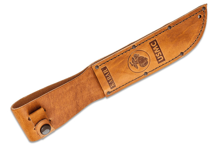 Couteau KA-BAR USMC Fighter 1217 lame carbone 17,8cm manche cuir + étui en cuir