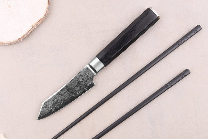 Couteau kengata office 8cm japonais Sakai Takayuki Grand Chef Seigaiha Damas 45 couches