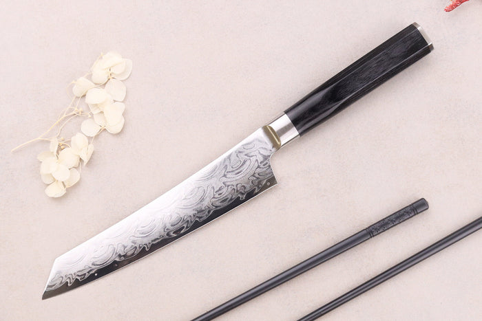 Couteau kengata universel 15cm japonais Sakai Takayuki Grand Chef Seigaiha Damas 45 couches