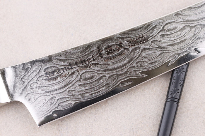 Couteau kengata universel 15cm japonais Sakai Takayuki Grand Chef Seigaiha Damas 45 couches