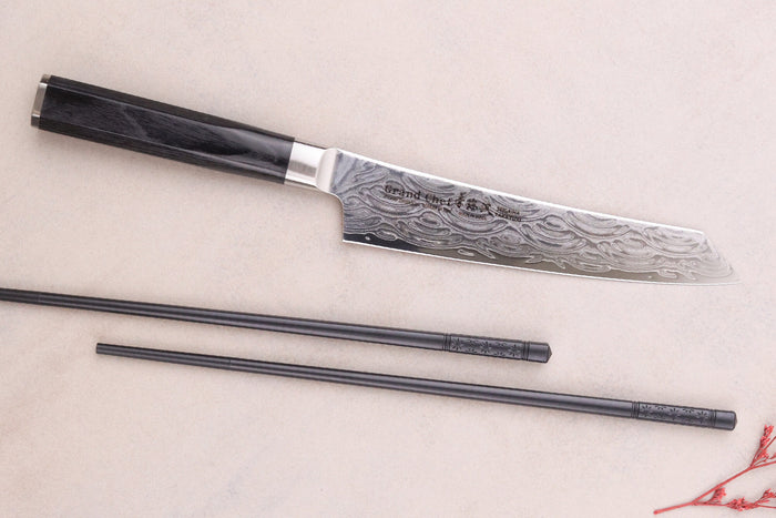 Couteau kengata universel 15cm japonais Sakai Takayuki Grand Chef Seigaiha Damas 45 couches