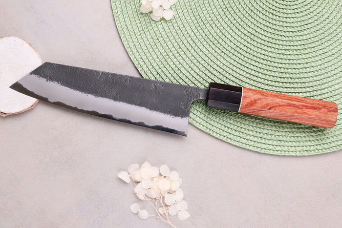 Couteau kiritsuke 18cm japonais artisanal Masashi Yamamoto BS1 Black Nashiji