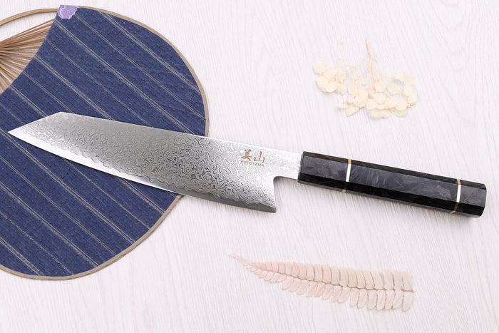 Couteau kiritsuke 20cm Kutoyama damas manche fibre de carbone