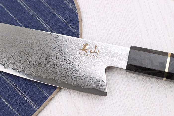 Couteau kiritsuke 20cm Kutoyama damas manche fibre de carbone