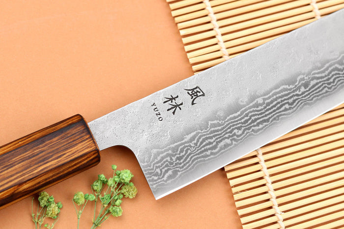 Couteau kiritsuke 21cm japonais artisanal Yuzo Enju Damas 440C