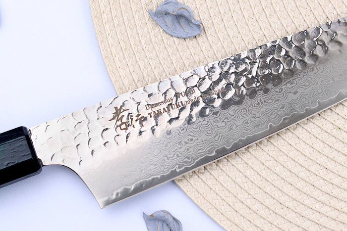 Couteau kiritsuke japonais 19cm Sakai Takayuki Nanairo Green Damas VG10