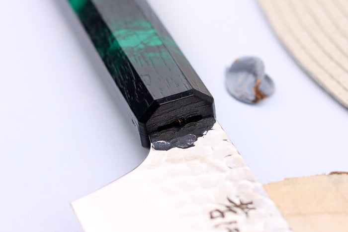 Couteau kiritsuke japonais 19cm Sakai Takayuki Nanairo Green Damas VG10