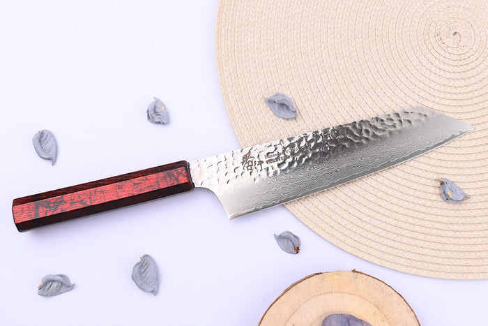 Couteau kiritsuke japonais 19cm Sakai Takayuki Nanairo Wine Damas VG10