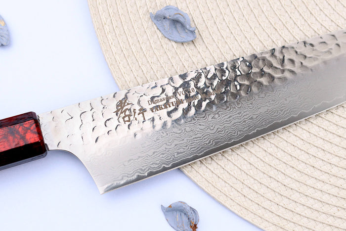 Couteau kiritsuke japonais 19cm Sakai Takayuki Nanairo Wine Damas VG10