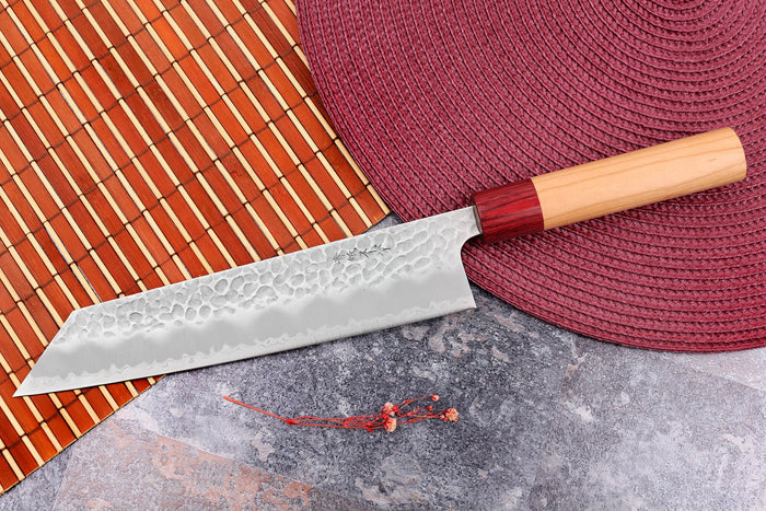 Couteau kiritsuke japonais artisanal Tsunehisa Aogami Super martelé 21cm