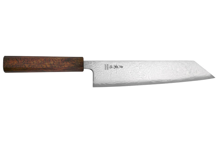 Couteau kiritsuke japonais artisanal Wusaki Unagi AUS10 damas 21cm manche chêne