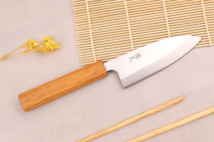 Couteau ko-deba 12cm artisanal japonais Tsunehisa AUS8 manche en chêne