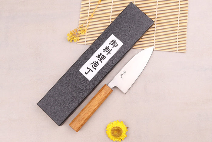 Couteau ko-deba 12cm artisanal japonais Tsunehisa AUS8 manche en chêne