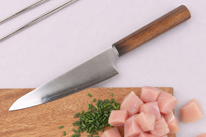 Couteau ko santoku 15cm japonais artisanal Wusaki Hikari SLD manche bubinga