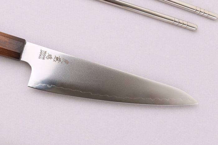 Couteau ko santoku 15cm japonais artisanal Wusaki Hikari SLD manche bubinga