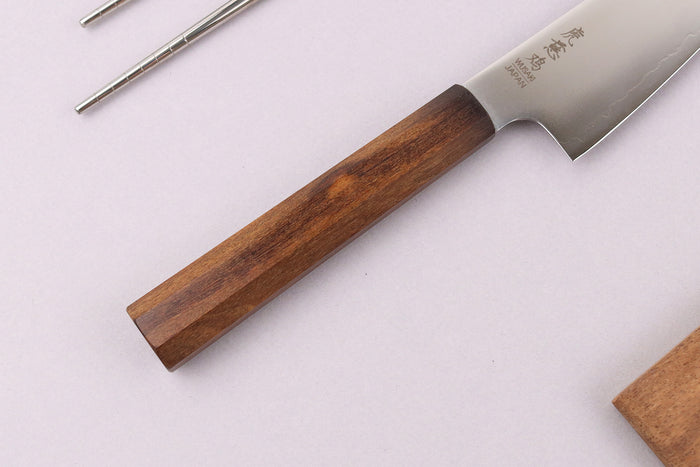 Couteau ko santoku 15cm japonais artisanal Wusaki Hikari SLD manche bubinga