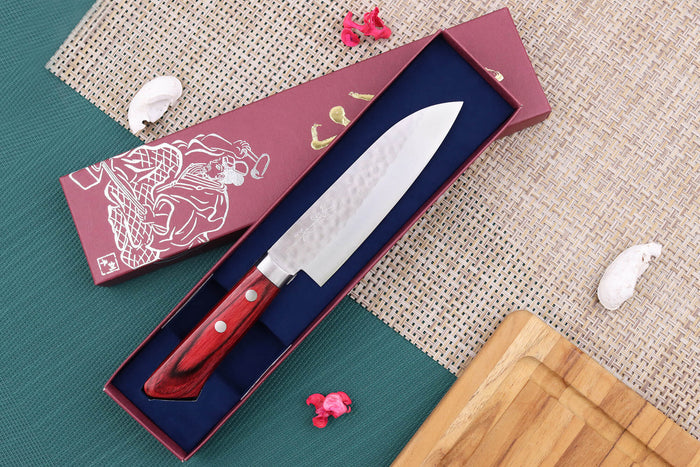 Couteau ko santoku japonais artisanal Masutani 13cm martelé