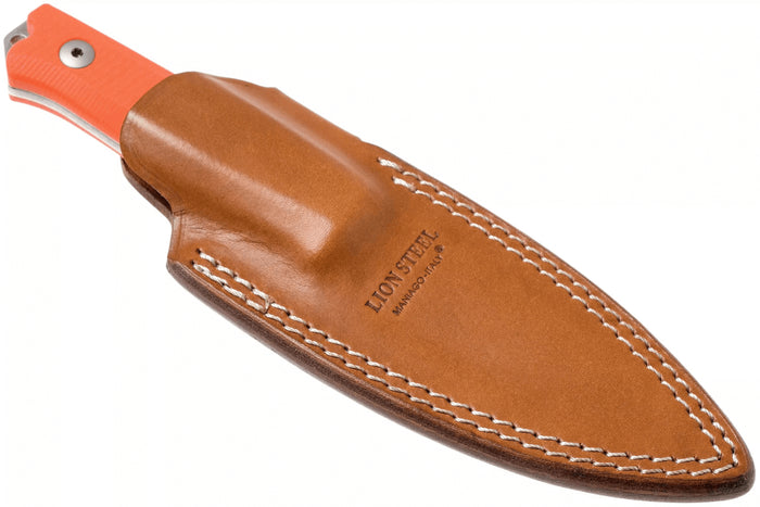 Couteau LionSteel B40.GOR lame 10,3cm manche en G10 orange + étui en cuir