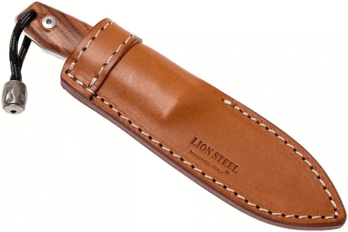 Couteau LionSteel M1.ST lame 7,5cm manche en bois de santal + étui en cuir
