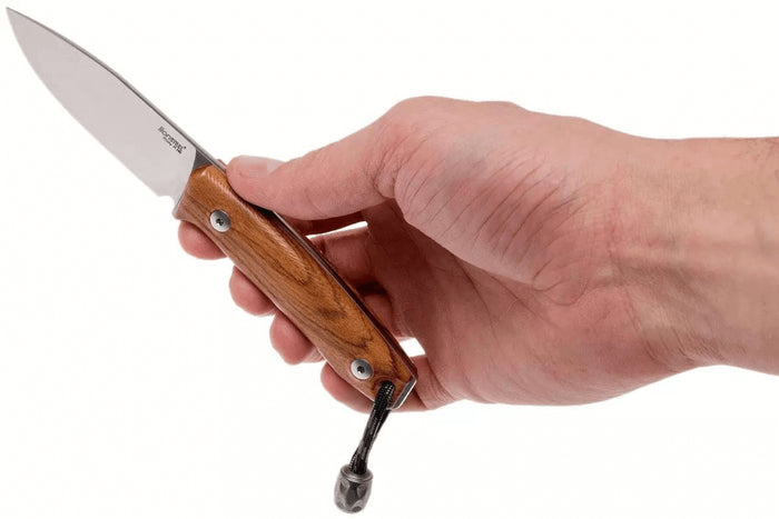 Couteau LionSteel M1.ST lame 7,5cm manche en bois de santal + étui en cuir