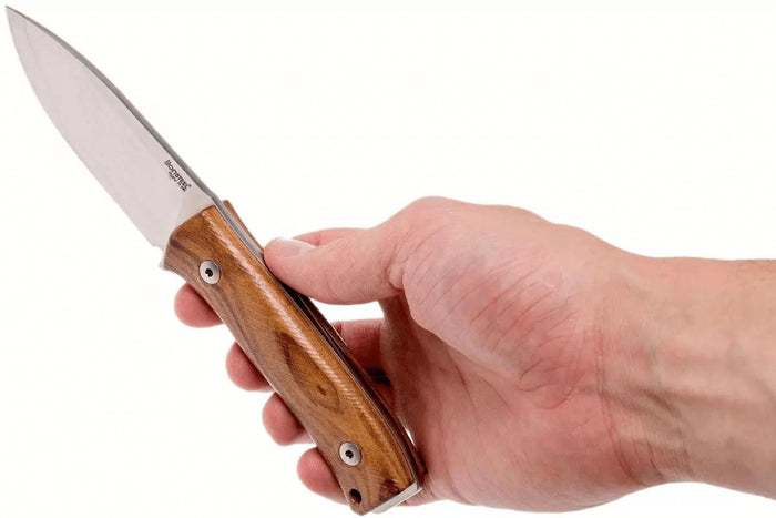 Couteau LionSteel M4.ST lame 9,5cm manche en bois de santal + étui en cuir