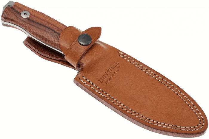 Couteau LionSteel M5.ST lame 11,5cm manche en bois de santal + étui en cuir