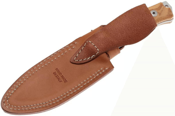Couteau LionSteel M5.UL lame 11,5cm manche en bois d'olivier + étui en cuir