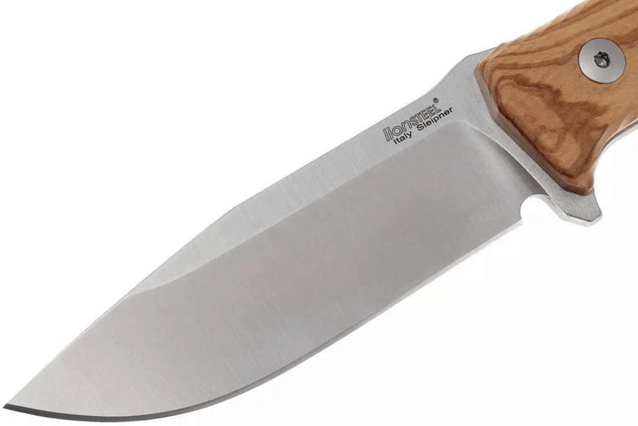 Couteau LionSteel M5.UL lame 11,5cm manche en bois d'olivier + étui en cuir