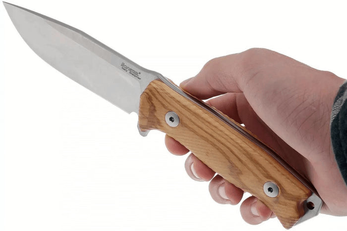 Couteau LionSteel M5.UL lame 11,5cm manche en bois d'olivier + étui en cuir