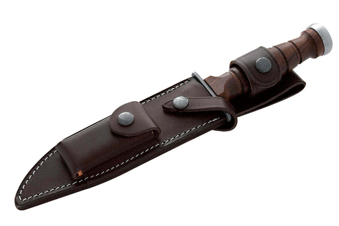 Couteau Maserin 3EME R.E.I. 6009 lame 18cm manche en bois + étui en cuir et pierre à aiguiser