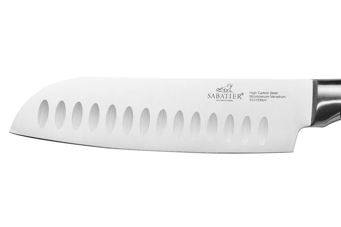 Couteau mini santoku Sabatier International Hercules lame alvéolée 13cm manche ABS 3 rivets