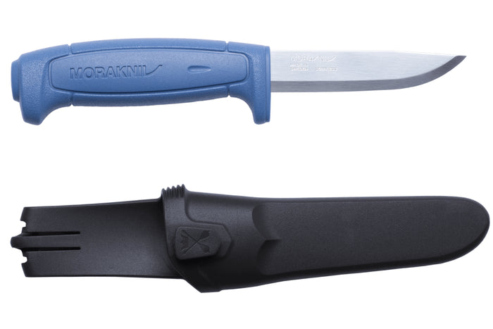 Couteau Mora Basic 546 12241 lame inox 9,1cm manche en polypropylène bleu avec étui