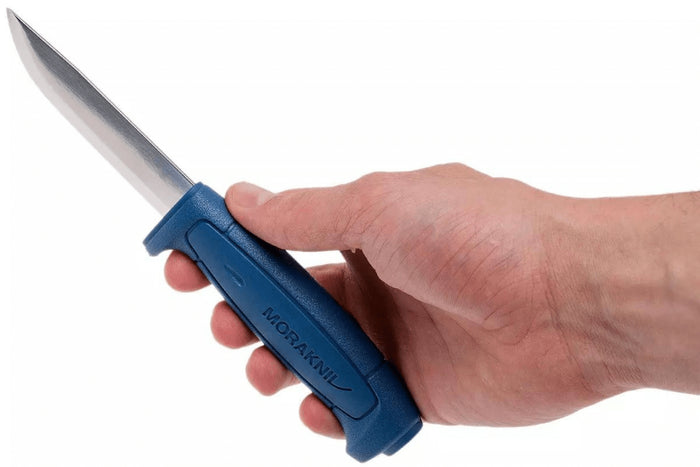 Couteau Mora Basic 546 12241 lame inox 9,1cm manche en polypropylène bleu avec étui