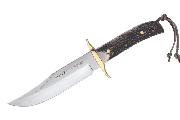 Couteau Muela Bowie 9263 lame en inox 16cm manche en bois de cerf avec lacet et étui en cuir