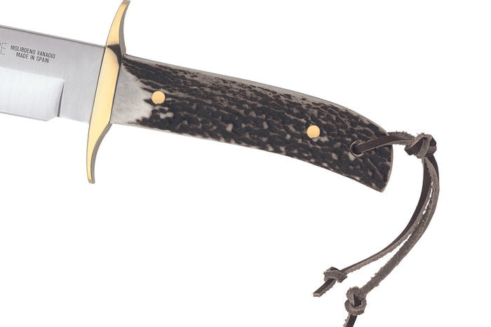 Couteau Muela Bowie 9263 lame en inox 16cm manche en bois de cerf avec lacet et étui en cuir