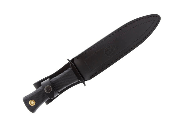 Couteau Muela Escorp 9311 lame noire en inox 19cm manche en gomme noire + étui en cuir