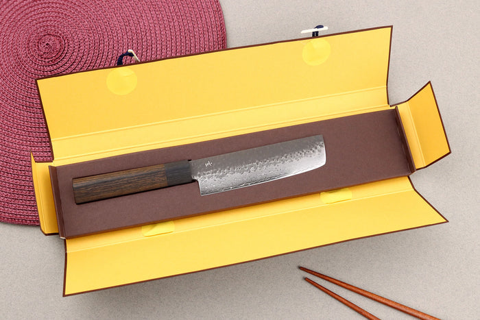 Couteau nakiri 13cm japonais Shizu Hamono Gen VG10 damas