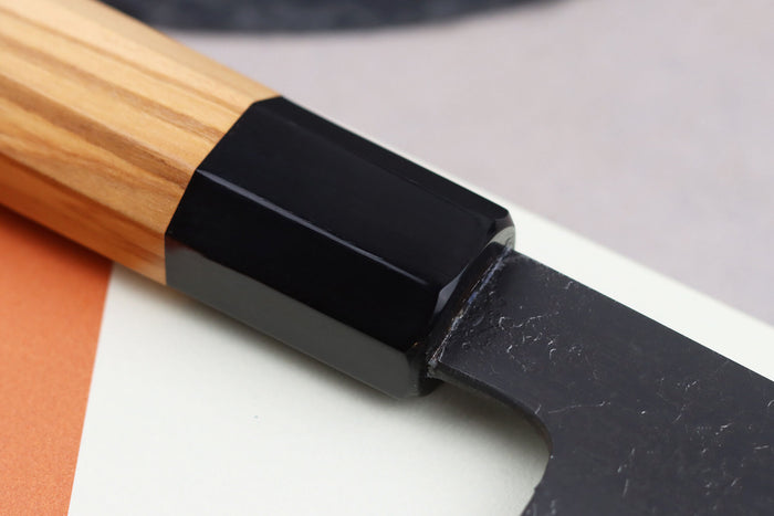 Couteau nakiri 16,5cm japonais artisanal Hinoura Mutsumi Ajikataya Black Nashiji