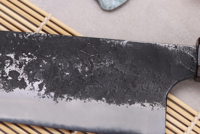 Couteau nakiri 16,5cm japonais artisanal Naoki Mazaki WS2 Black Nashiji