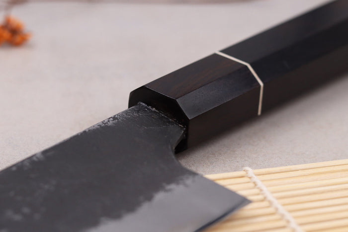 Couteau nakiri 16,5cm japonais artisanal Naoki Mazaki WS2 Black Nashiji