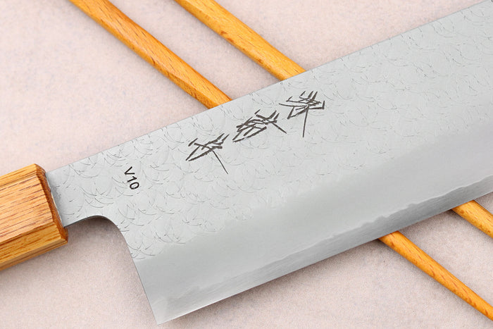 Couteau nakiri 16,5cm japonais artisanal Sakai Kikumori TS10 en chêne