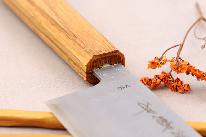Couteau nakiri 16,5cm japonais artisanal Sakai Kikumori TS10 en chêne
