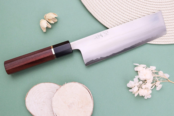 Couteau nakiri 16,5cm japonais artisanal Toshihiro Wakui Shirogami 2 San Maï poli