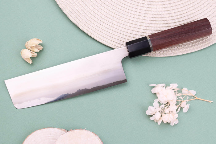 Couteau nakiri 16,5cm japonais artisanal Toshihiro Wakui Shirogami 2 San Maï poli