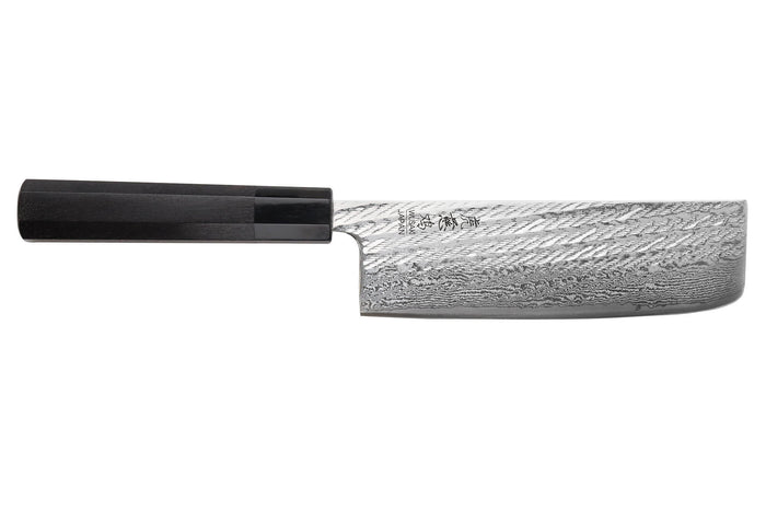 Couteau nakiri 16,5cm japonais artisanal Wusaki Kuronawa G3 damas