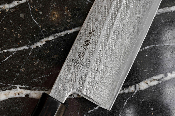 Couteau nakiri 16,5cm japonais artisanal Wusaki Kuronawa G3 damas